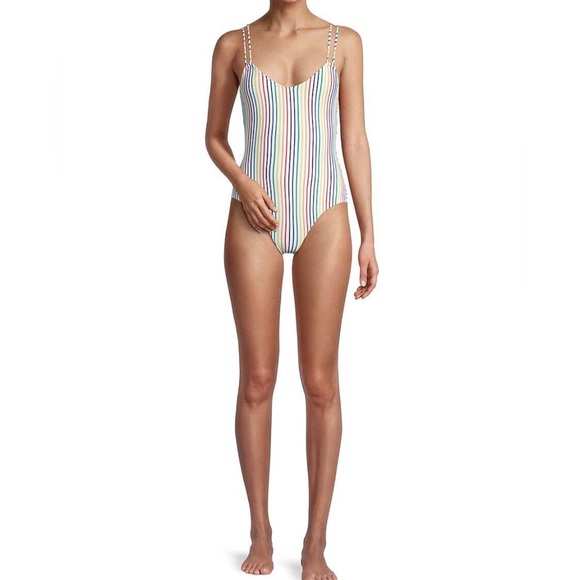 Solid & Striped The Lynn One Piece- Rainbow Pinstripe - Picture 4 of 4